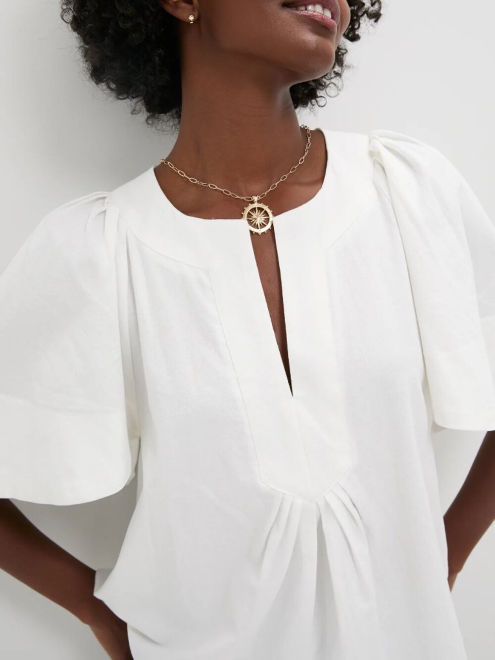Tuckernuck Pomander Place Finley Flutter Sleeve Top White Size Small